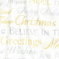Stonehenge White Christmas - Words Neutral Gold Metallic Yardage