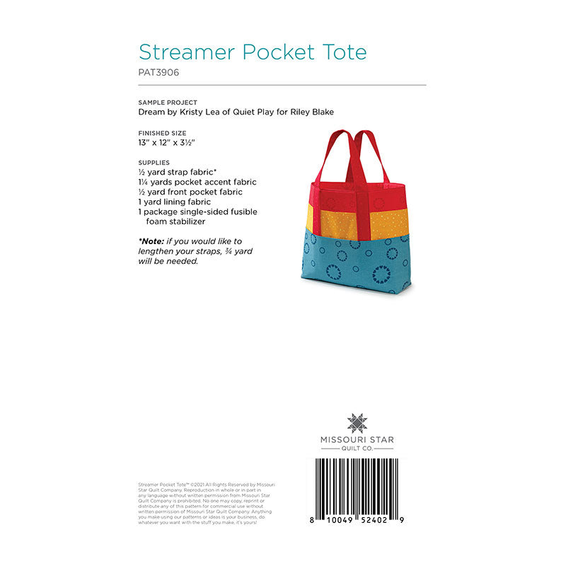 Streamer Pocket Tote Pattern by Missouri Star