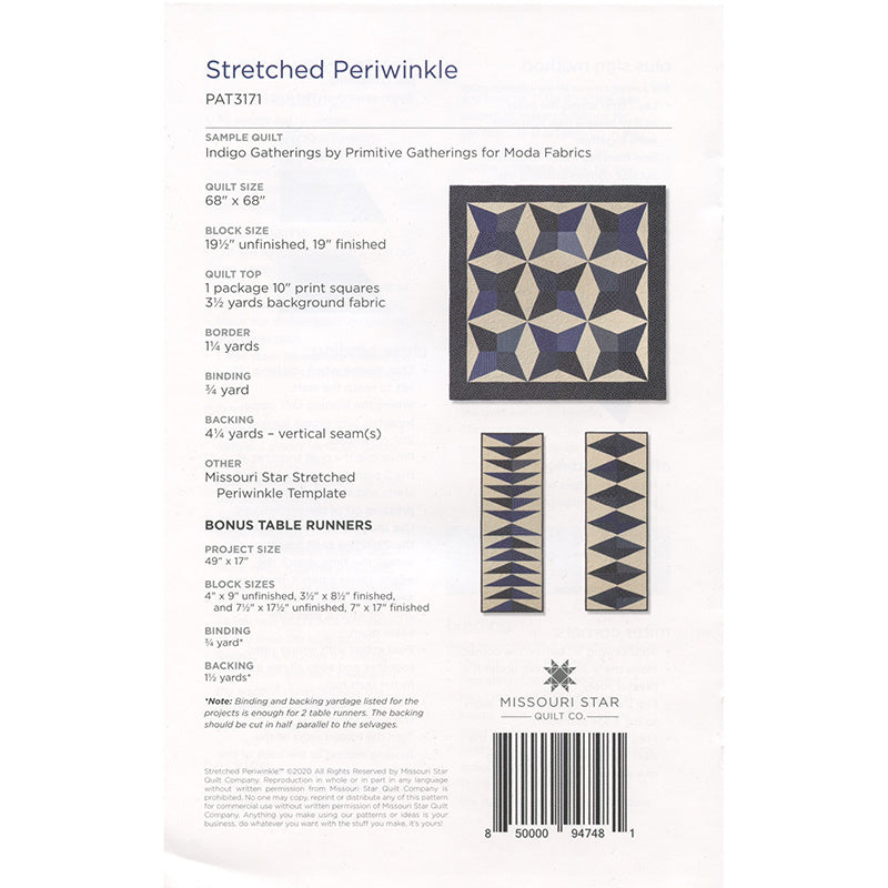 Stretched Periwinkle Quilt Pattern by Missouri Star Alternative View #1
