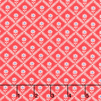 Sugarcube - Flower Lattice Red Yardage