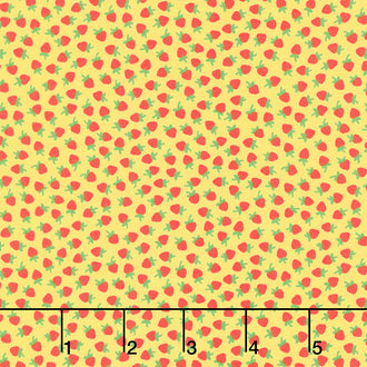 Sugarcube - Mini Strawberries Yellow Yardage