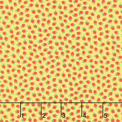 Sugarcube - Mini Strawberries Yellow Yardage