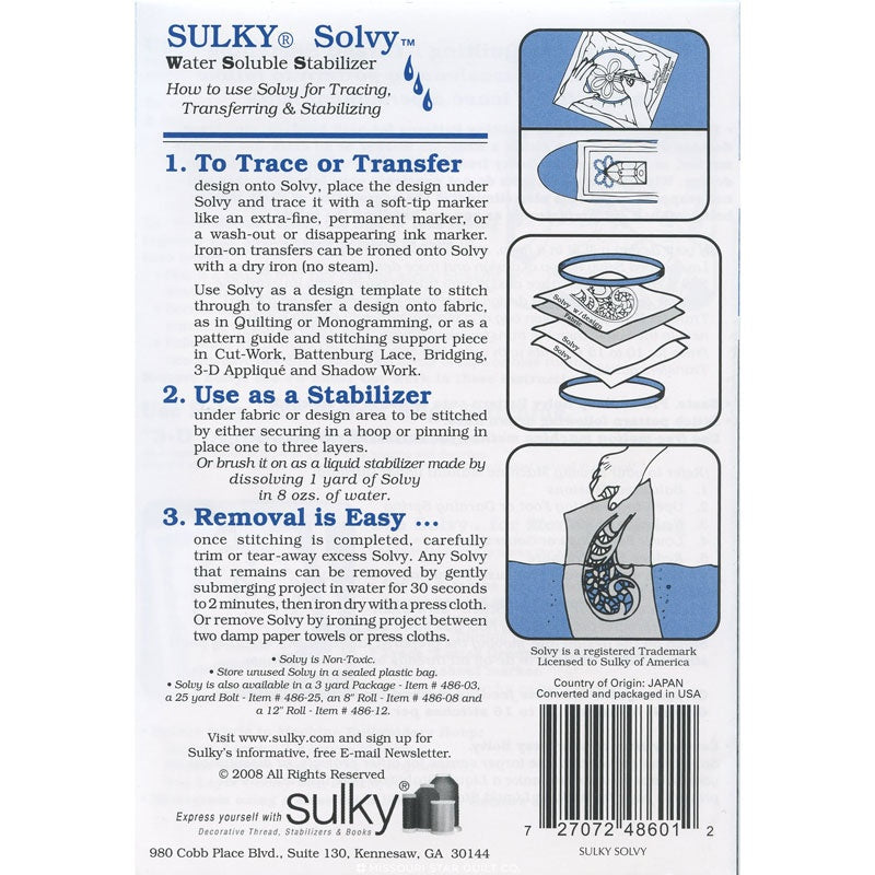 Sulky Solvy Water Soluble Stabilizer