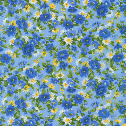 Summer Breeze 2021 - Daisy Bouquet Sky Multi Yardage
