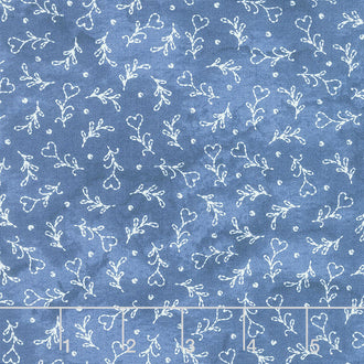 Summertime - Hearts Mini Cream Blue Yardage