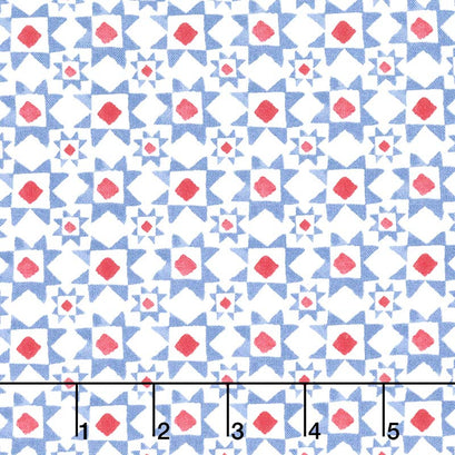 Summertime - Quilt Blocks Blue Yardage