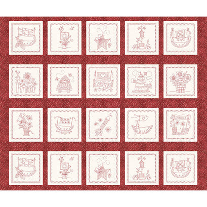 Summertime - Stitchery Blocks Red Panel
