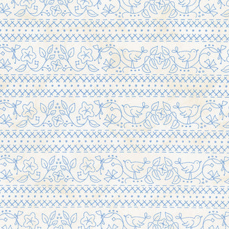 Summertime - Stripe Cream Blue Yardage