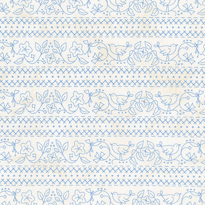 Summertime - Stripe Cream Blue Yardage