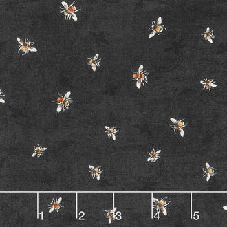 Sundance Meadow - Tossed Bees Black Yardage