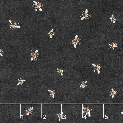 Sundance Meadow - Tossed Bees Black Yardage