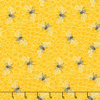 Sunny Bee - Bee and Comb Yellow Yardage