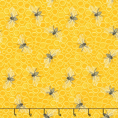 Sunny Bee - Bee and Comb Yellow Yardage