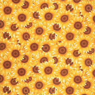 Sunny Sunflowers - Packed Sunflowers Yellow Yardage