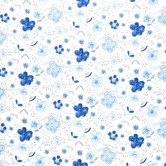 Sunshine and Dewdrops - Floral Main Cloud Yardage