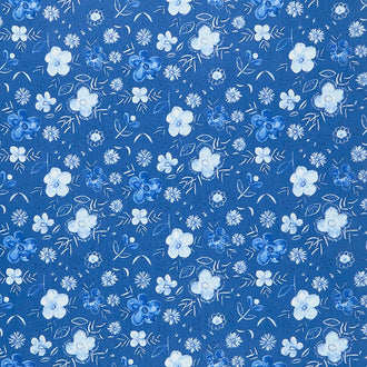 Sunshine and Dewdrops - Floral Main Royal Yardage