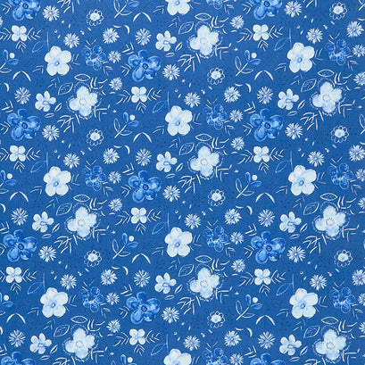 Sunshine and Dewdrops - Floral Main Royal Yardage