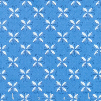 Sunshine and Dewdrops - Tile Blue Yardage