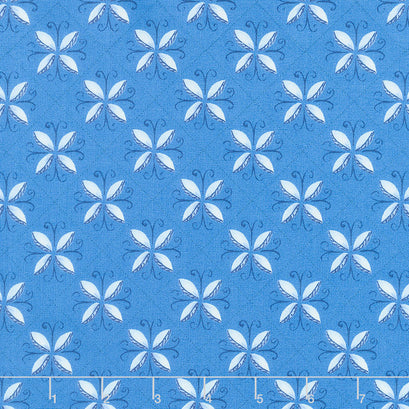 Sunshine and Dewdrops - Tile Blue Yardage
