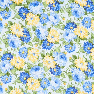 Sunshine - Floral Blue Yardage