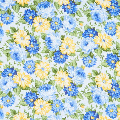 Sunshine - Floral Blue Yardage