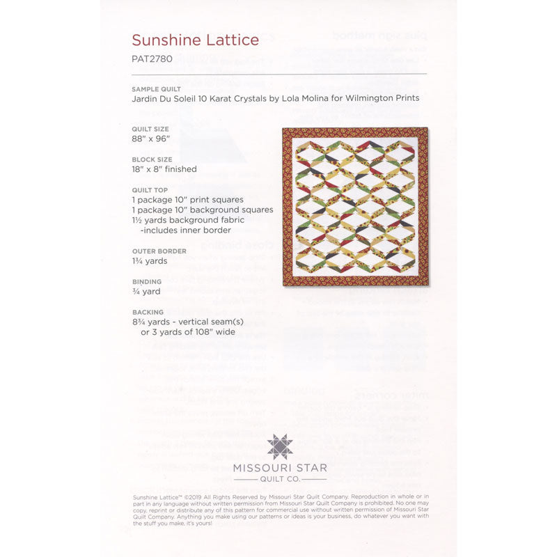 Sunshine Lattice Quilt Pattern by Missouri Star Alternative View #1