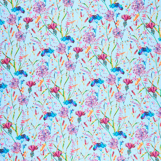 Swan Lake - Floral Allover Light Blue Digitally Printed Yardage