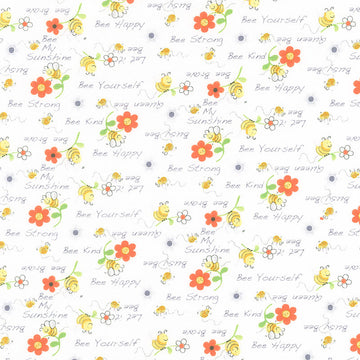 Sweet Bees - Bee Kind White Yardage