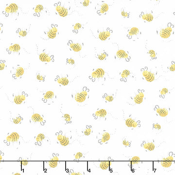 Sweet Bees - Susybee Basics Bees White Yardage