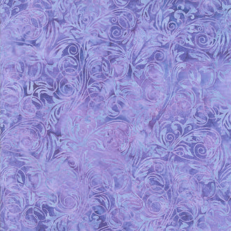 Sweet Hearts Batiks - Leaf Tendrils Lake Blue Yardage