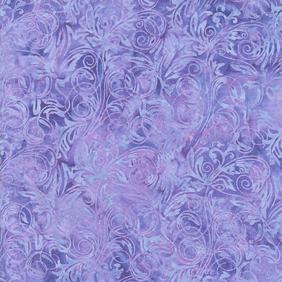 Sweet Hearts Batiks - Leaf Tendrils Lake Blue Yardage