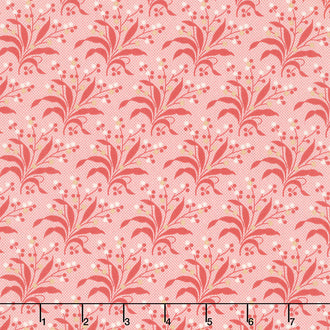 Sweet Sixteen - Fern on Texture Red Yardage
