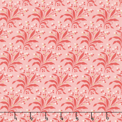 Sweet Sixteen - Fern on Texture Red Yardage