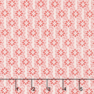 Sweet Sixteen - Stitched Flower Stripe Red Yardage