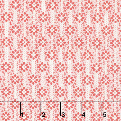 Sweet Sixteen - Stitched Flower Stripe Red Yardage