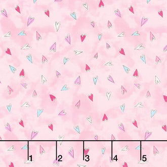 Sweet World - Hearts Pink Yardage