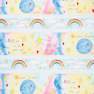Sweet World - Rainbow and Moon Repeating Stripe Multi Yardage