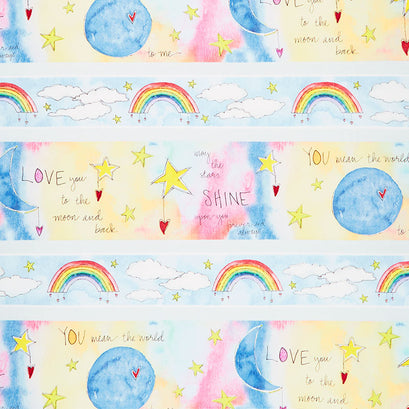 Sweet World - Rainbow and Moon Repeating Stripe Multi Yardage