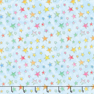 Sweet World - Stars Alllover Light Blue Yardage