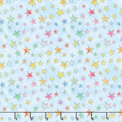 Sweet World - Stars Alllover Light Blue Yardage
