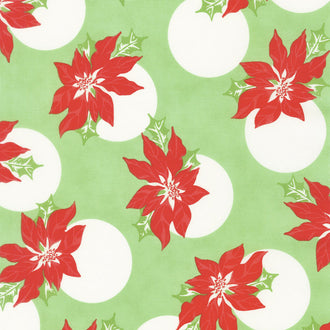 Swell Christmas - Poinsettia Polka Dot Green Yardage