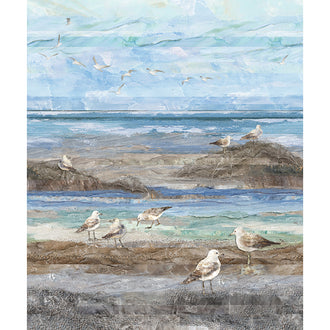 Swept Away - Feature Blue Multi Digitally Printed Running Yardage