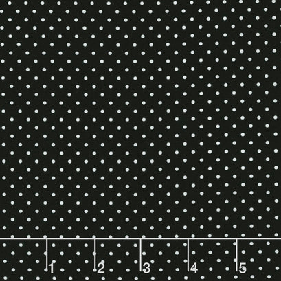 Swiss Dot - White Swiss Dot on Black Yardage