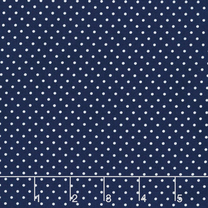 Swiss Dot - White Swiss Dot on Navy Yardage