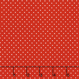 Swiss Dot - White Swiss Dot on Red Yardage