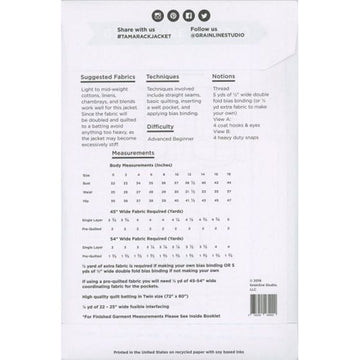 Tamarack Jacket Pattern - Sizes 0 - 18