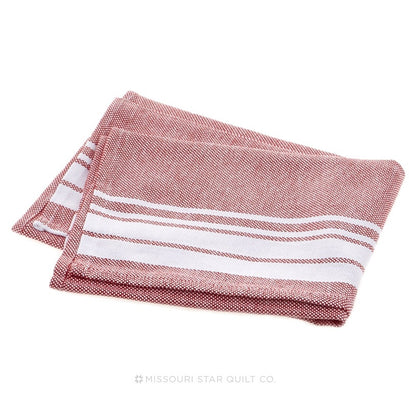Tea Towel - Stripe Border Red