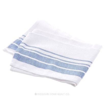 Tea Towel - Stripe Border White/Blue