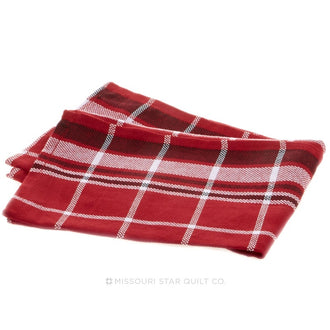 Tea Towel - Windowpane Border Red