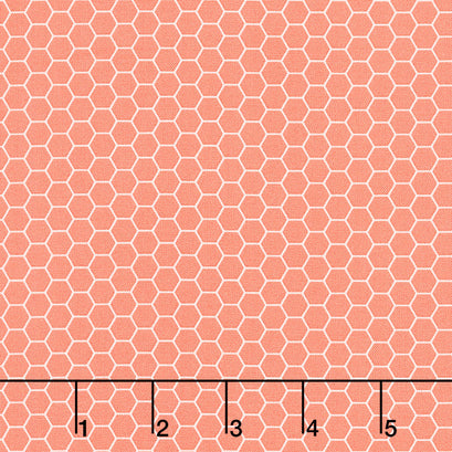 Tea with Bea - Coral Honeycomb Yardage